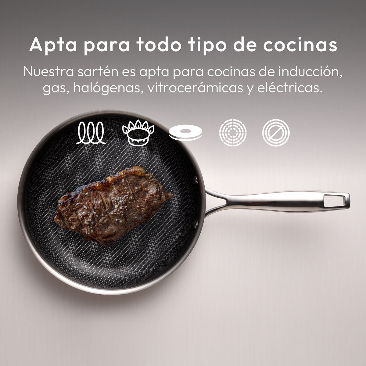 Paellera MasterPRO Hi-Tech 3 - 36x4,5 Cm, Antiaderente Pallatium, Acciaio Inox Per Tutti I Piani Cottura - Foto 6