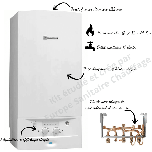 Chaudière Elm Leblanc Acléis NGLM 24-7XN BAS Nox Cheminée - Version gaz naturel