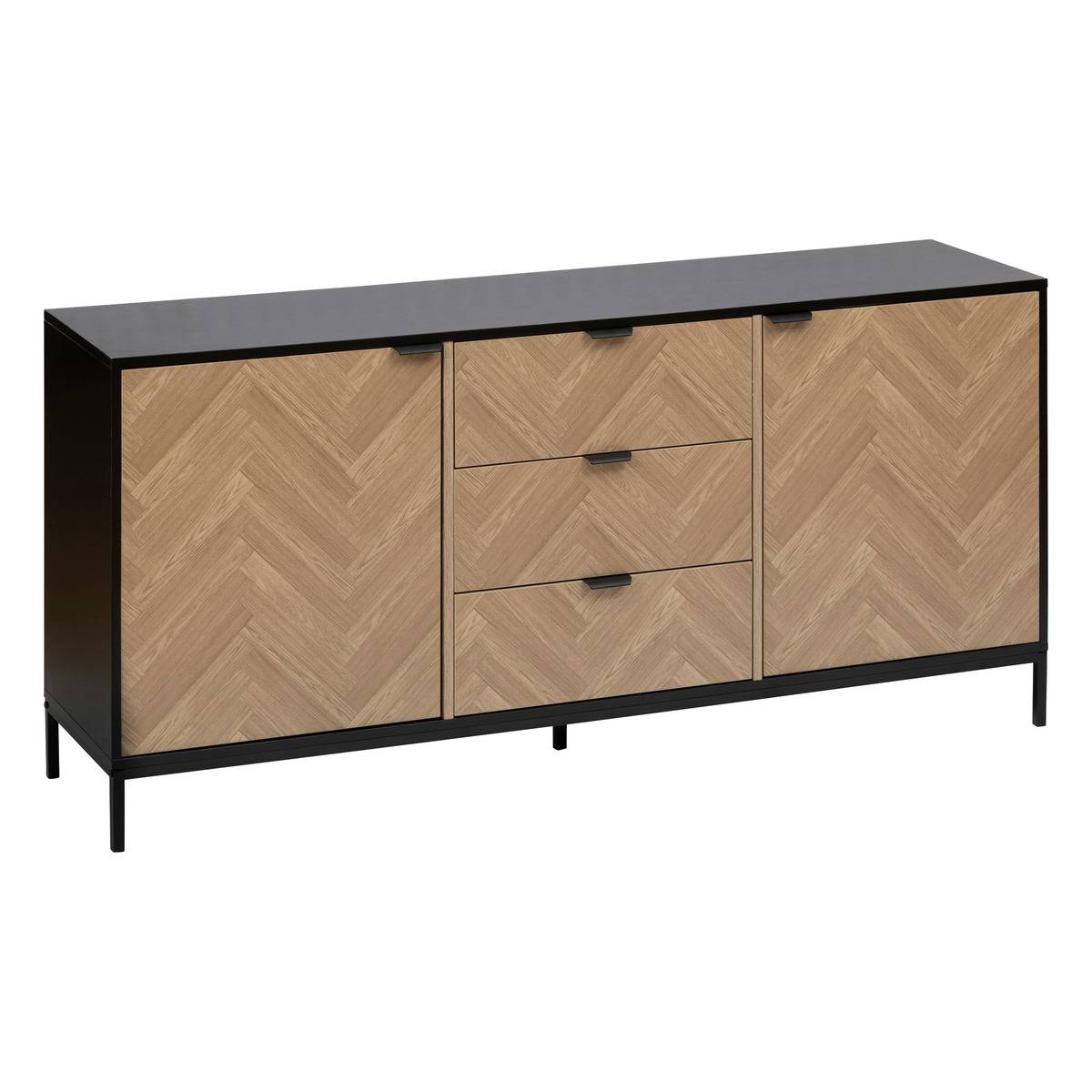 5Five Simply Smart 5Five, Credenza Chevrons 2 Ante 3 Cassetti Effetto Pino Naturale 160X75cm Negra , Leroy Merlin