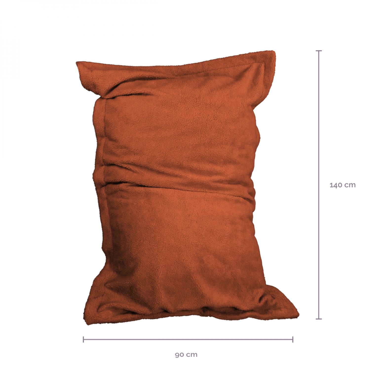 Pouf, fauteuil d'intérieur déhoussable - 90 x 140 cm - Sherpa - Terracotta - Vivezen - 2