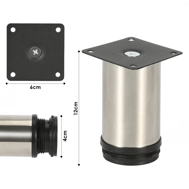 Piedini Regolabili Per Mobili - 4 Pezzi In Acciaio | Altezza 8-12cm Per Letti, Armadi E Divani - Foto 7