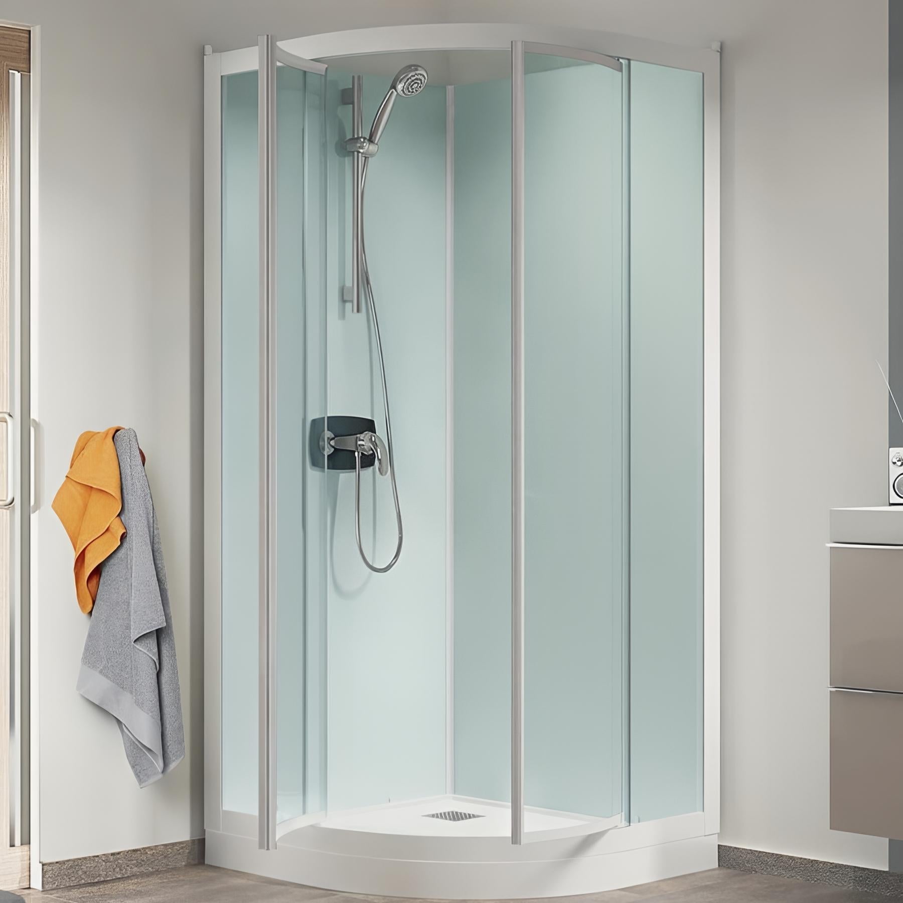 Cabine paroi de douche en Plastique PVC mod. Acquario 70x100 cm avec ouverture