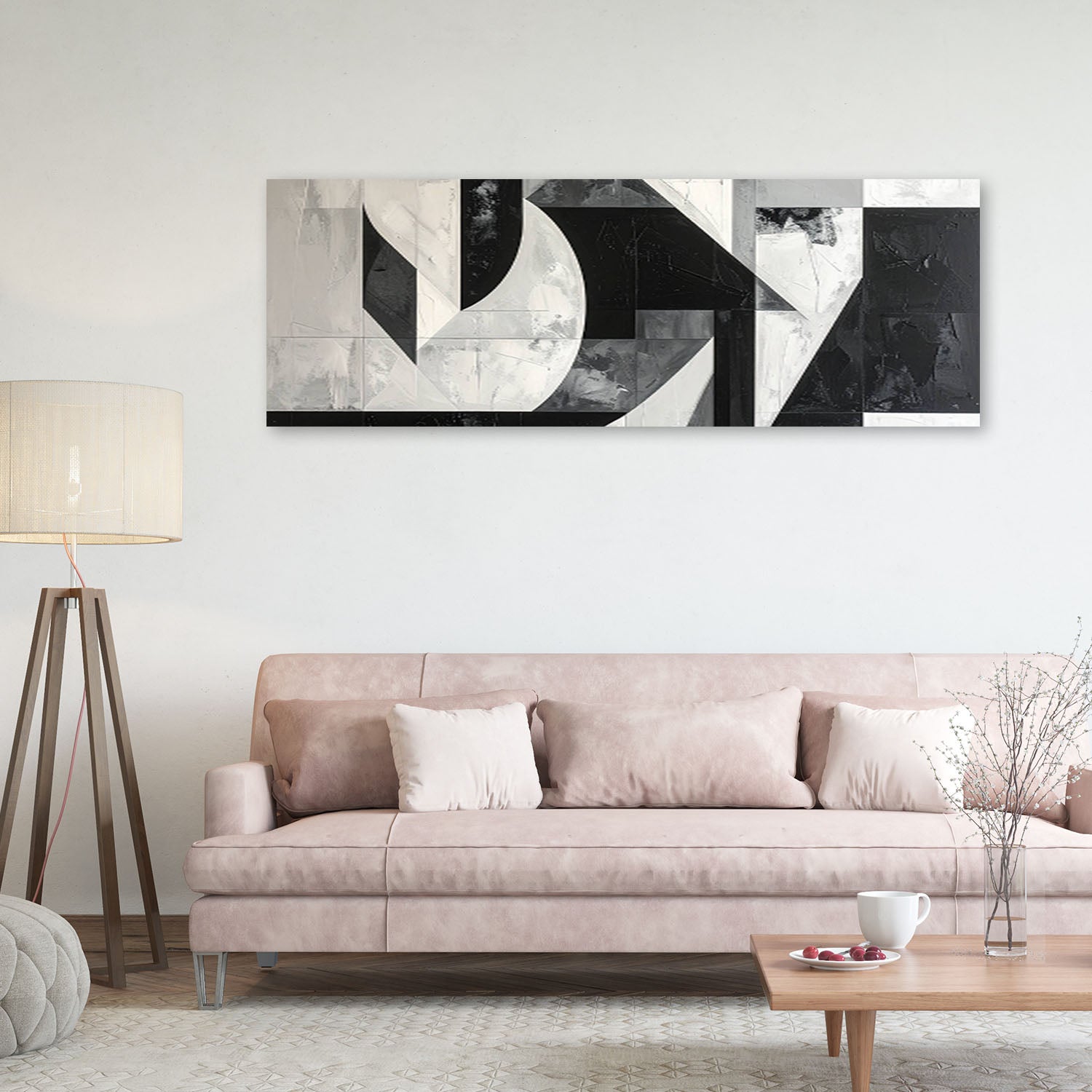 Obraz do salonu sypialni kuchni biura, Kompozycja abstrakcja czarno biała 120x40 - 2