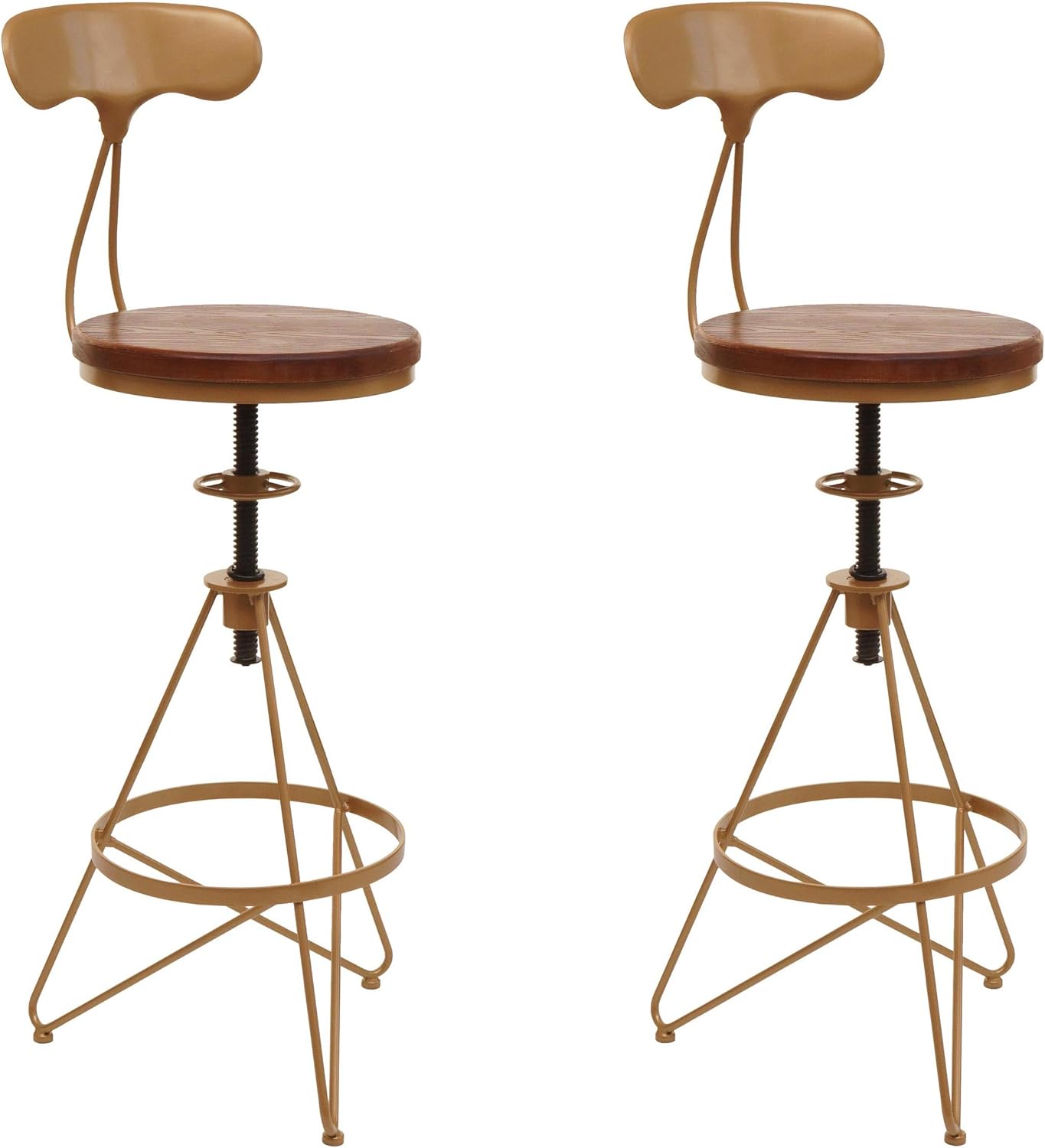 Conjunto de 2 taburetes de bar sillas altas con altura regulable y reposapiés giratorio diseño industrial tdb04081