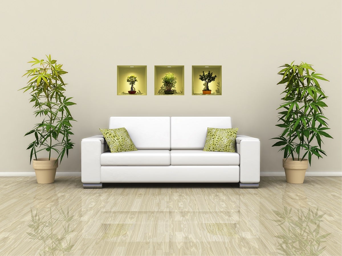 Pegatina de efecto 3d bonsai colorido - adhesivo de pared - revestimiento sticker mural decorativo - 30x90cm