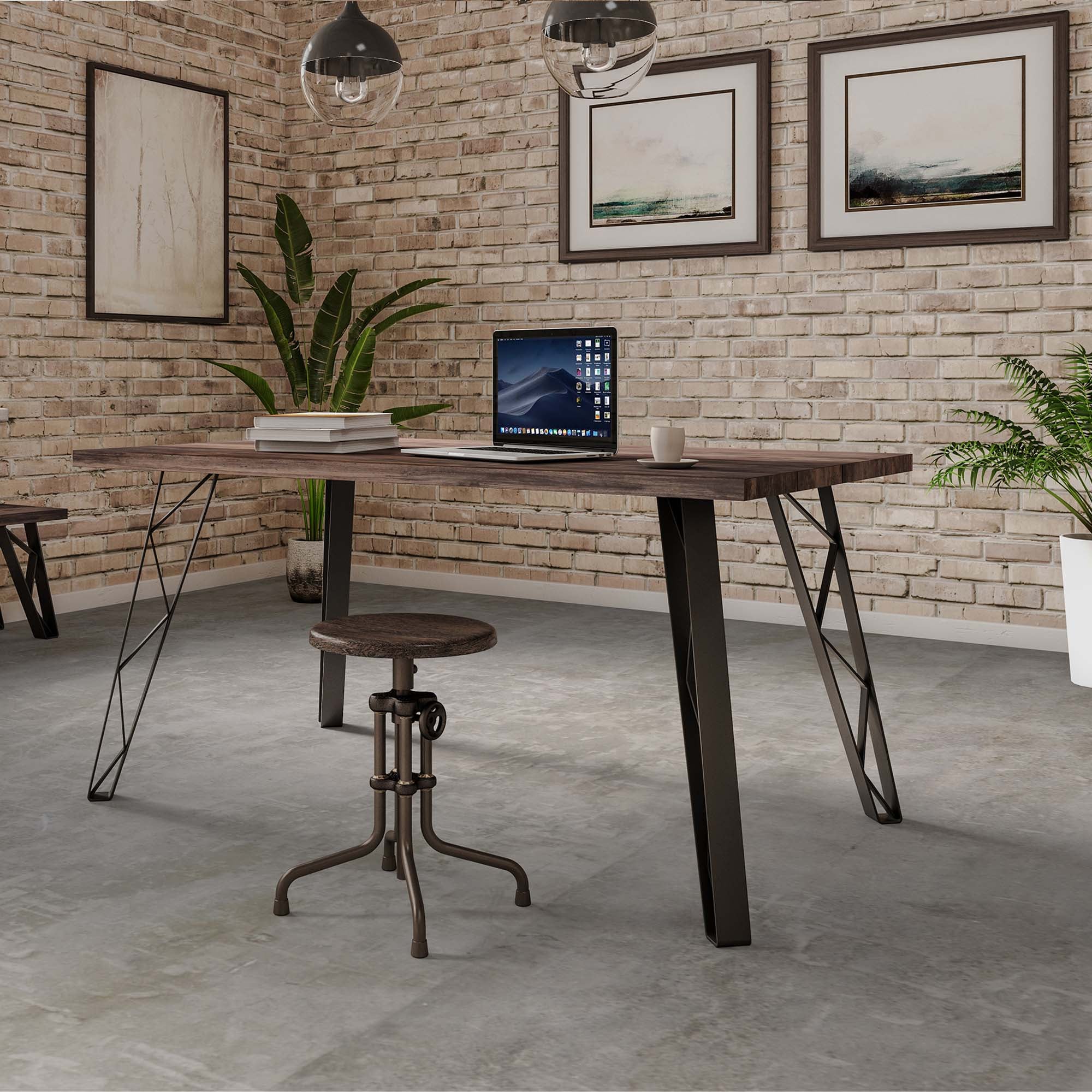 Pied de Table| Style industriel | Fabriqué en acier | Finition pores noirs | Projets de restauration de bricolage | Mesures 260*50*710mm | Hauteur : - 4