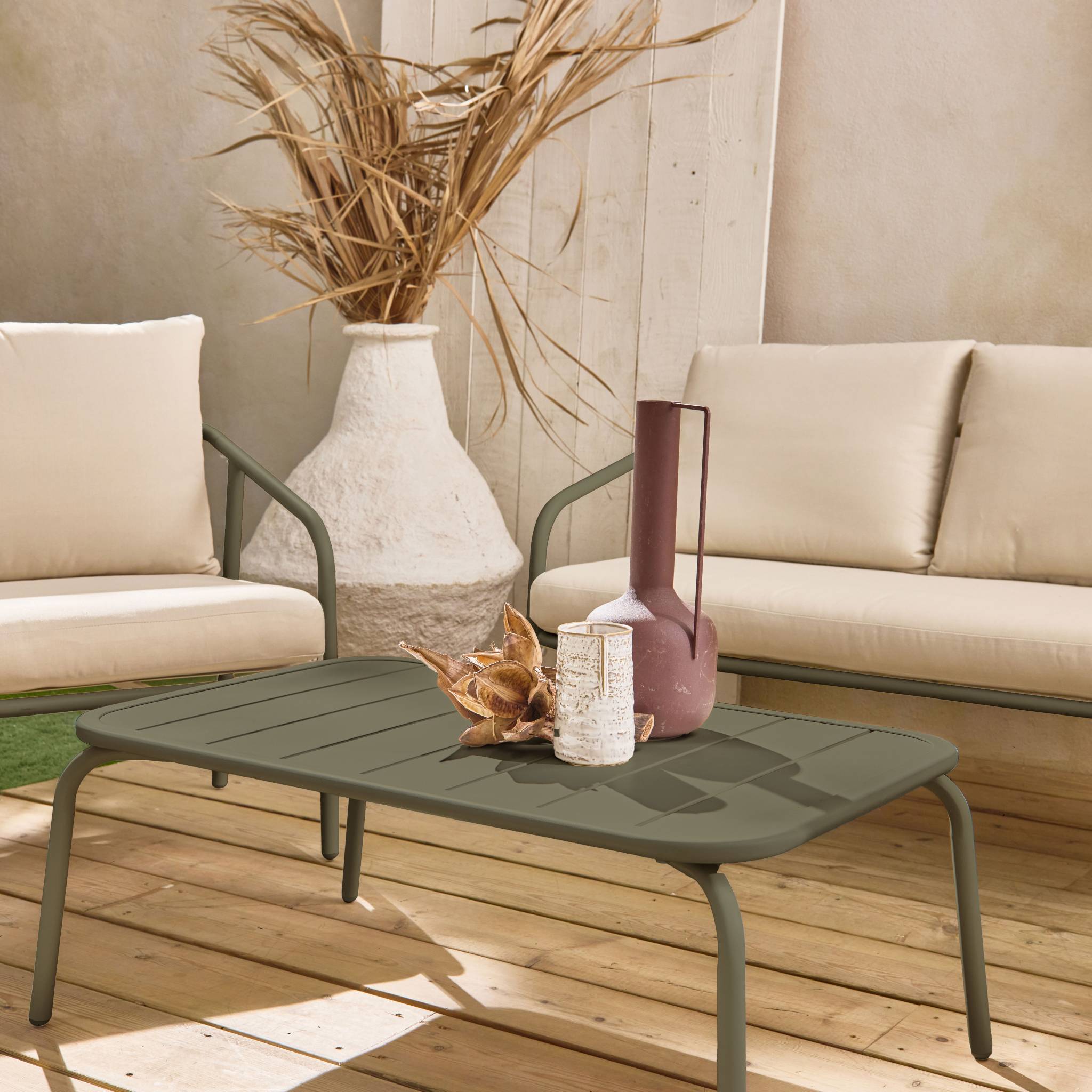 Salon de jardin en Acier Beige 4 personnes - 3