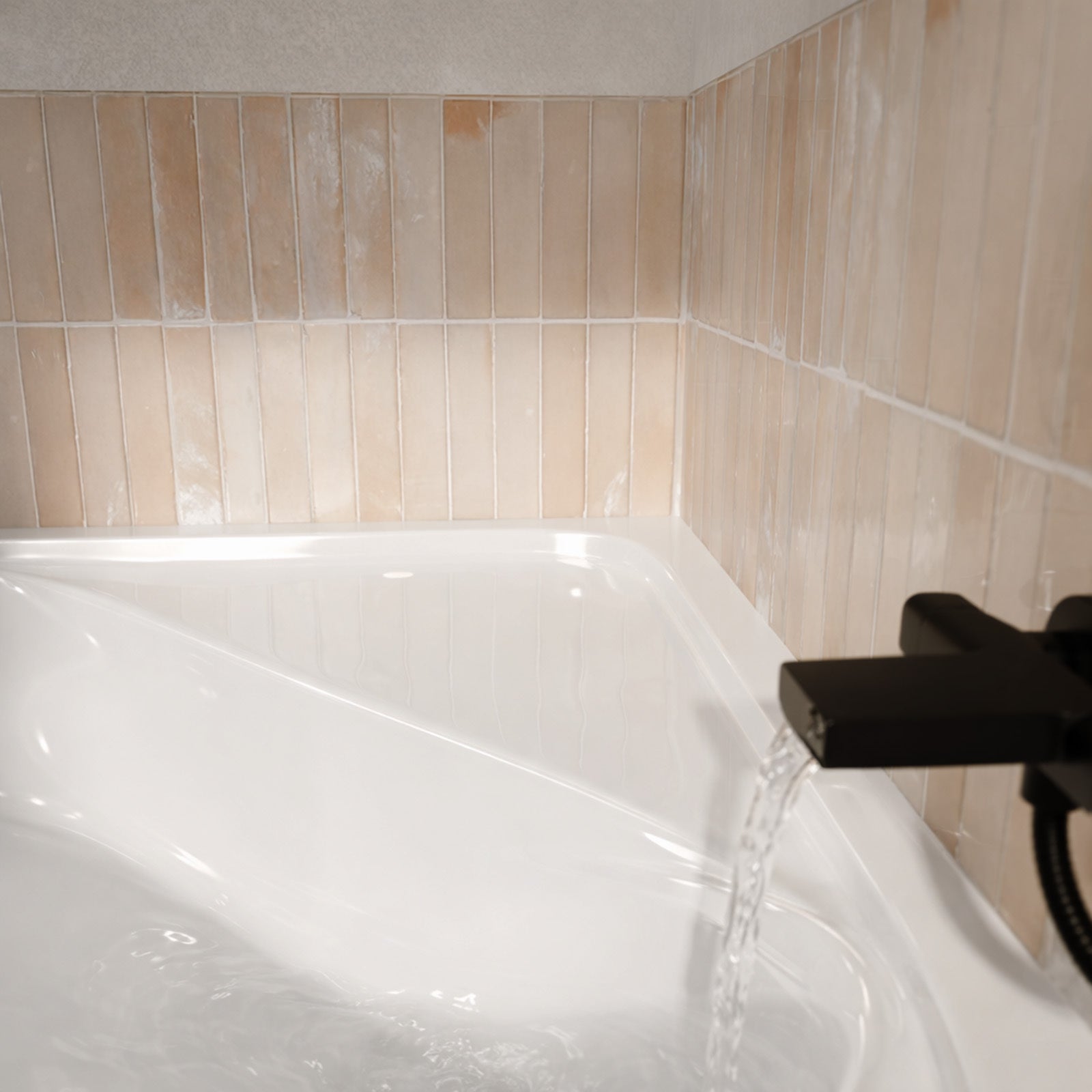 Pack Baignoire d'angle 140x140x54 cm avec Tablier recoupable - Blanc Brillant - MARINA - 7