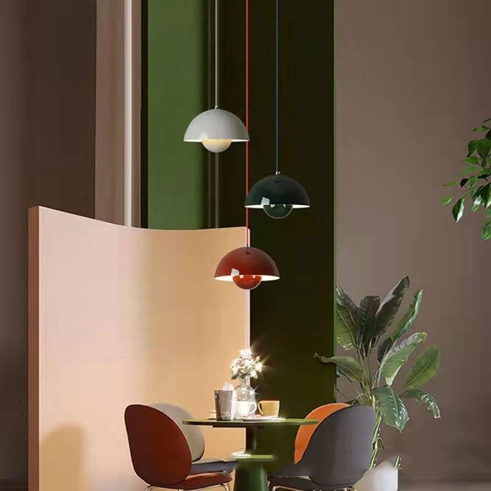 Lustre, suspension moderne, plafonnier suspendu avec ampoule, luminaires de décoration intérieure, lumière chaude, 23 cm (rouge) - 6
