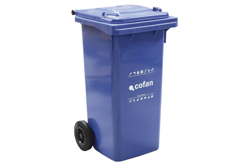 Mini Conteneur Poubelle Mobile 240 L – Bleu – Bac à Roulettes En Plastique Robuste Pour Déchets Ménagers Ou Tri