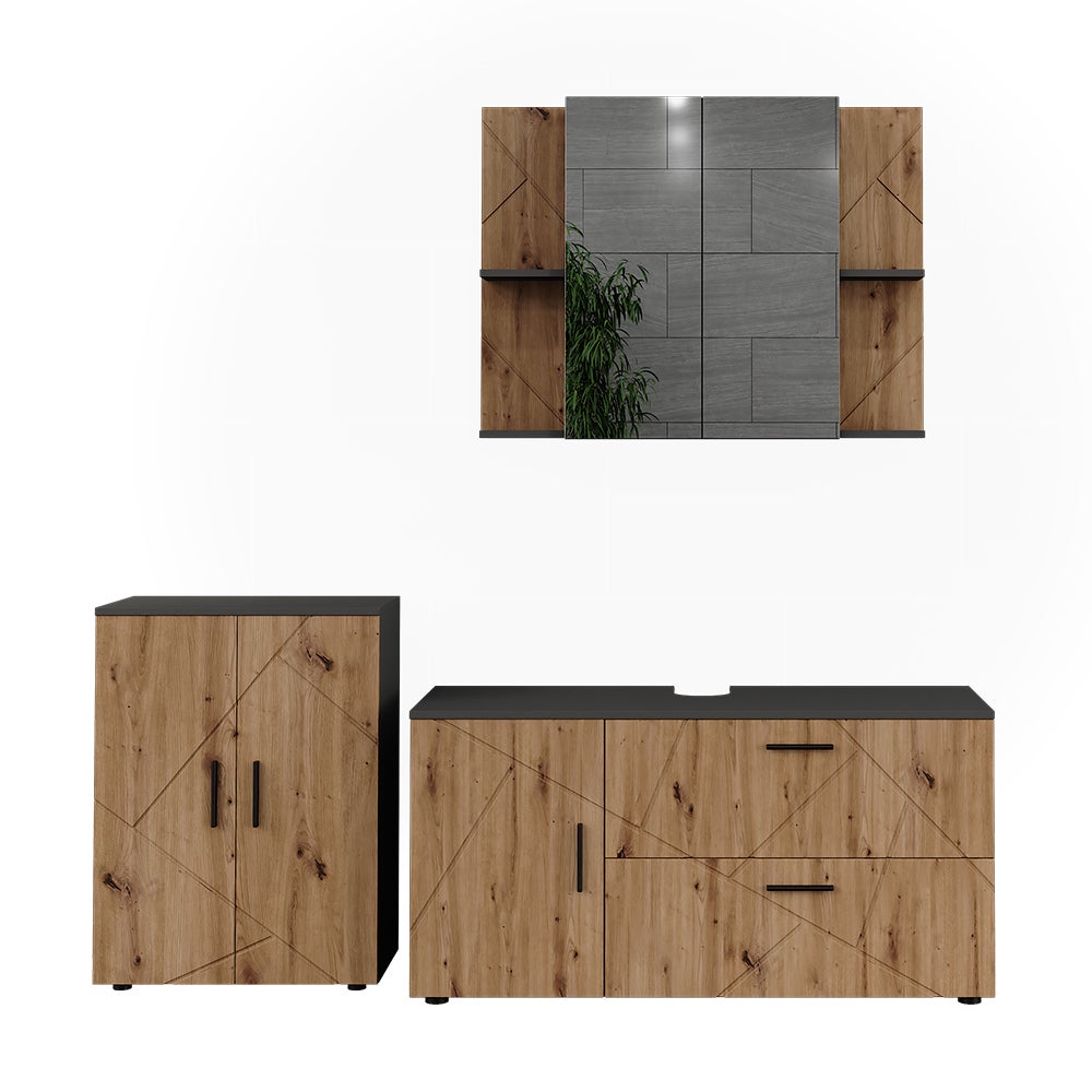 Vicco Zestaw mebli łazienkowych Irma, Antracyt/Artisan, 3 części