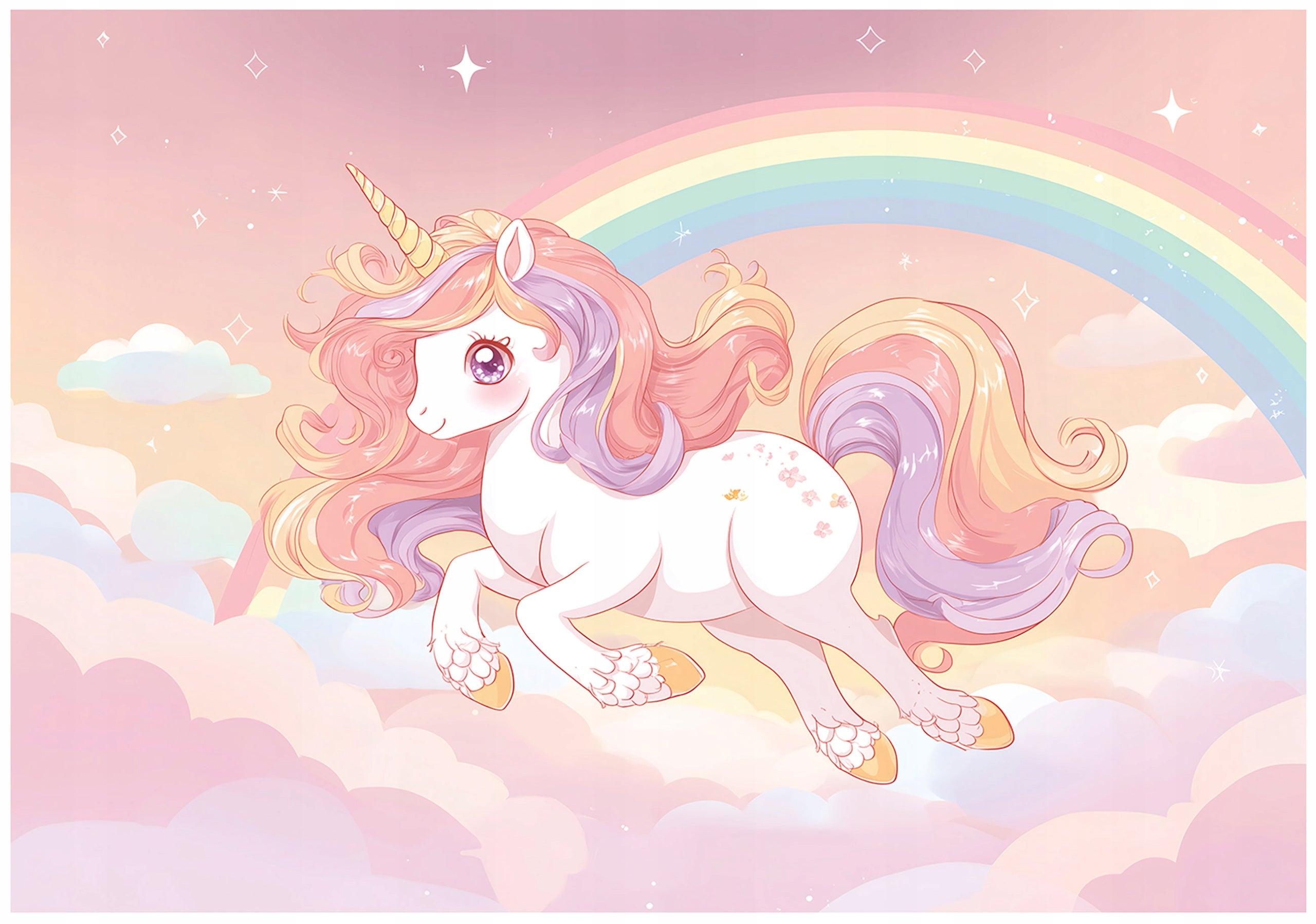 Fototapet rose licorne Vlies Tapet Pentru Dormitor Camera Living Perete 350x250 cm
