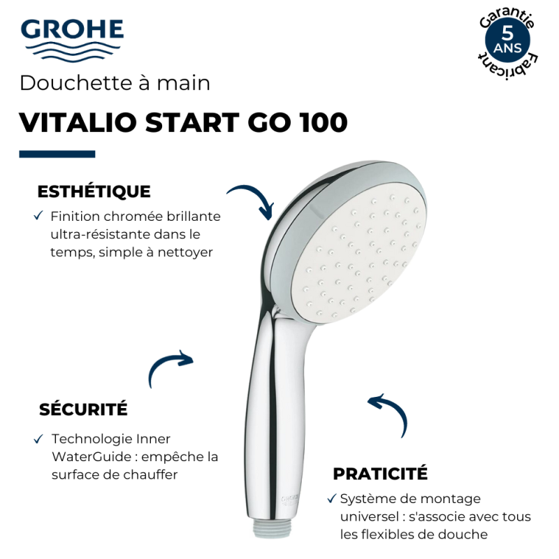 Pommeau de douche GROHE Quickfix Vitalio START Go 100 - 4