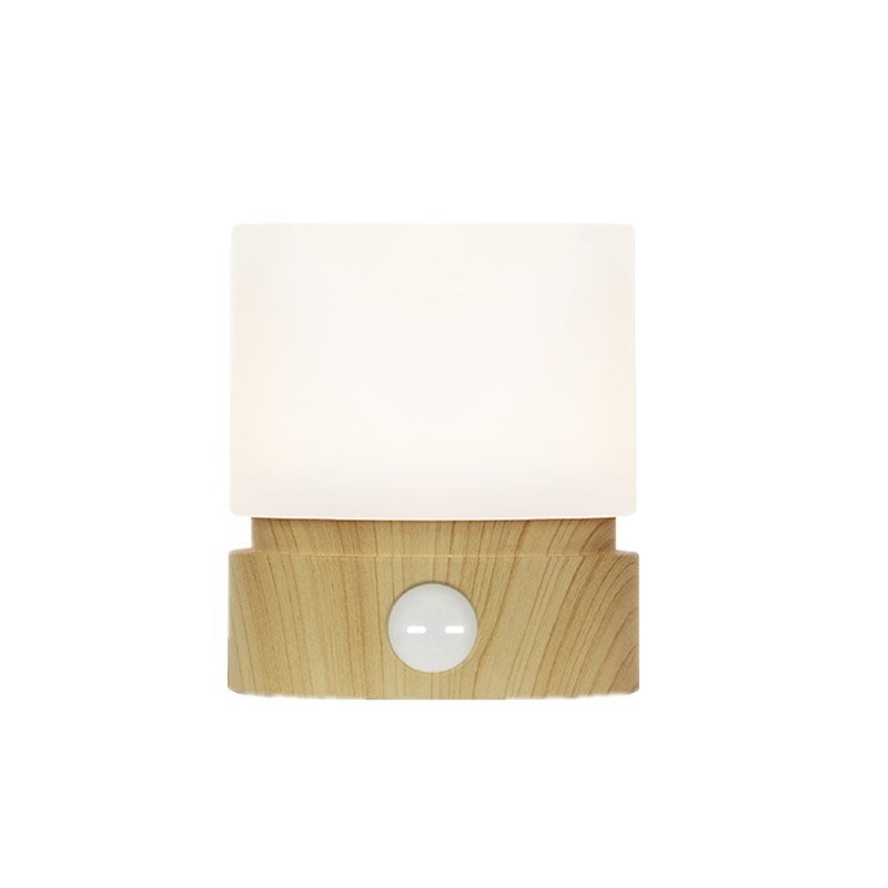 Lampka nocna timerem mała lampka stół nocny lampka nocna LED dla dzieci lampka dla niemowląt imitacja drewna możliwość ściemniania bateria ładowalna