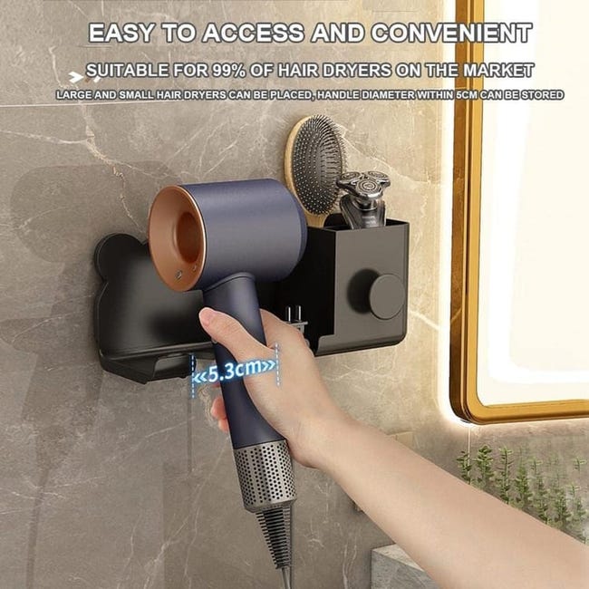 Supporto per asciugacapelli in alluminio per piastra per capelli con supporto per cavi a parete, organizer per piastre per capelli, spazzole per capelli, per bagno, camera da letto, hotel, parrucchier Supporto per asciugacapelli in alluminio per piastra per capelli con supporto per cavi a parete, organizer per piastre per capelli, spazzole per capelli, per bagno, camera da letto, hotel, parrucchier