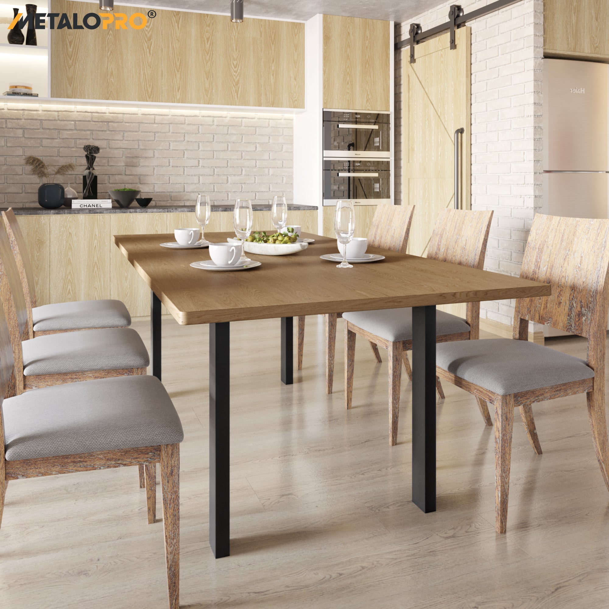 MetaloPro Etamin Split - Pied de table extensible à cadre carré, stable, parfait pour table à manger, salon ou cuisine, avec cadre en métal durable - 7