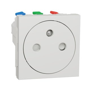 Base fissa muro 2P+T (16A 250V) IP20 7,2x7,4x4,2cm colore bianco