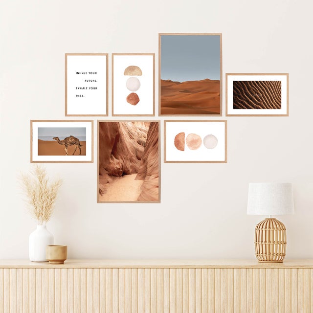 Set de 7 illustrations décoratives sans cadre - Photographies de déserts, messages, aquarelles - 20x30 cm, 30x40 cm - MILUKA