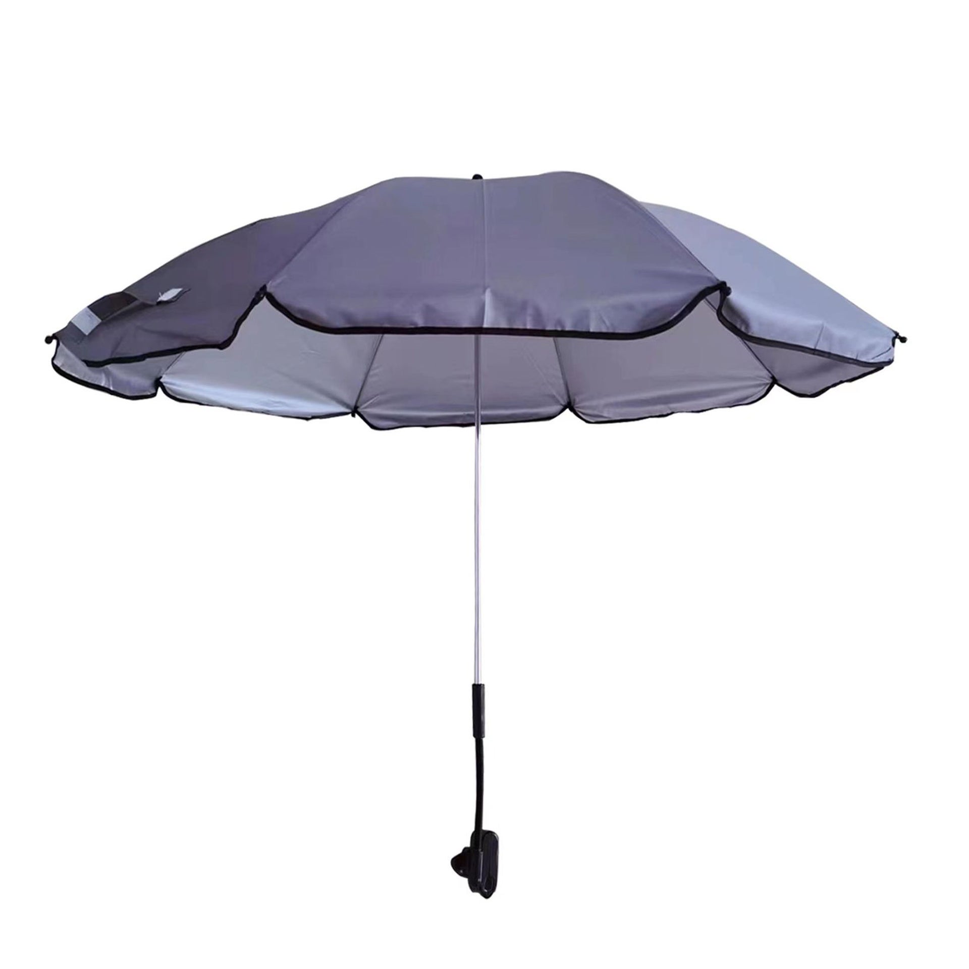 Parasol plażowy z uniwersalnym klipsem, parasol regulowany w zakresie 360°, parasol na klips do patio, wózków inwalidzkich, wózków golfowych – szary
