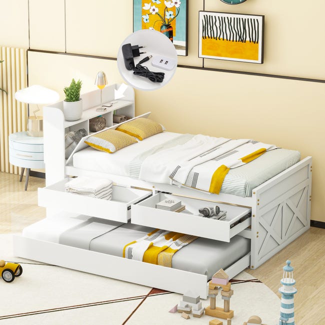 Lit Blanc Bois massif 90x190 Simple 8 | Leroy Merlin Lit Blanc Bois massif 90x190 Simple 8 | Leroy Merlin