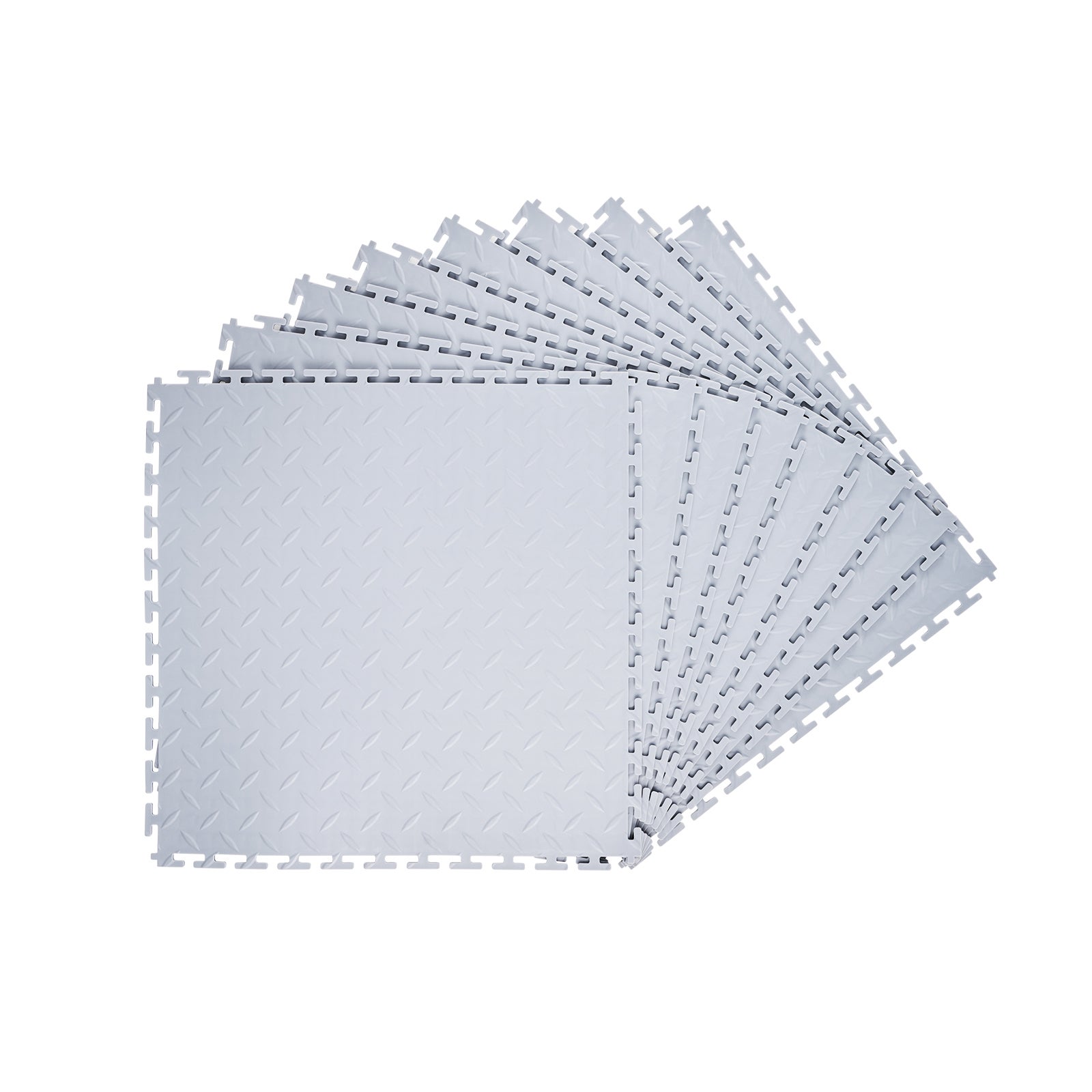Baldosas de garaje entrelazadas succebuy, paquete de 8, suelo modular de 513 x 513 x 5 mm, pvc para garajes, talleres y almacenes, gris claro