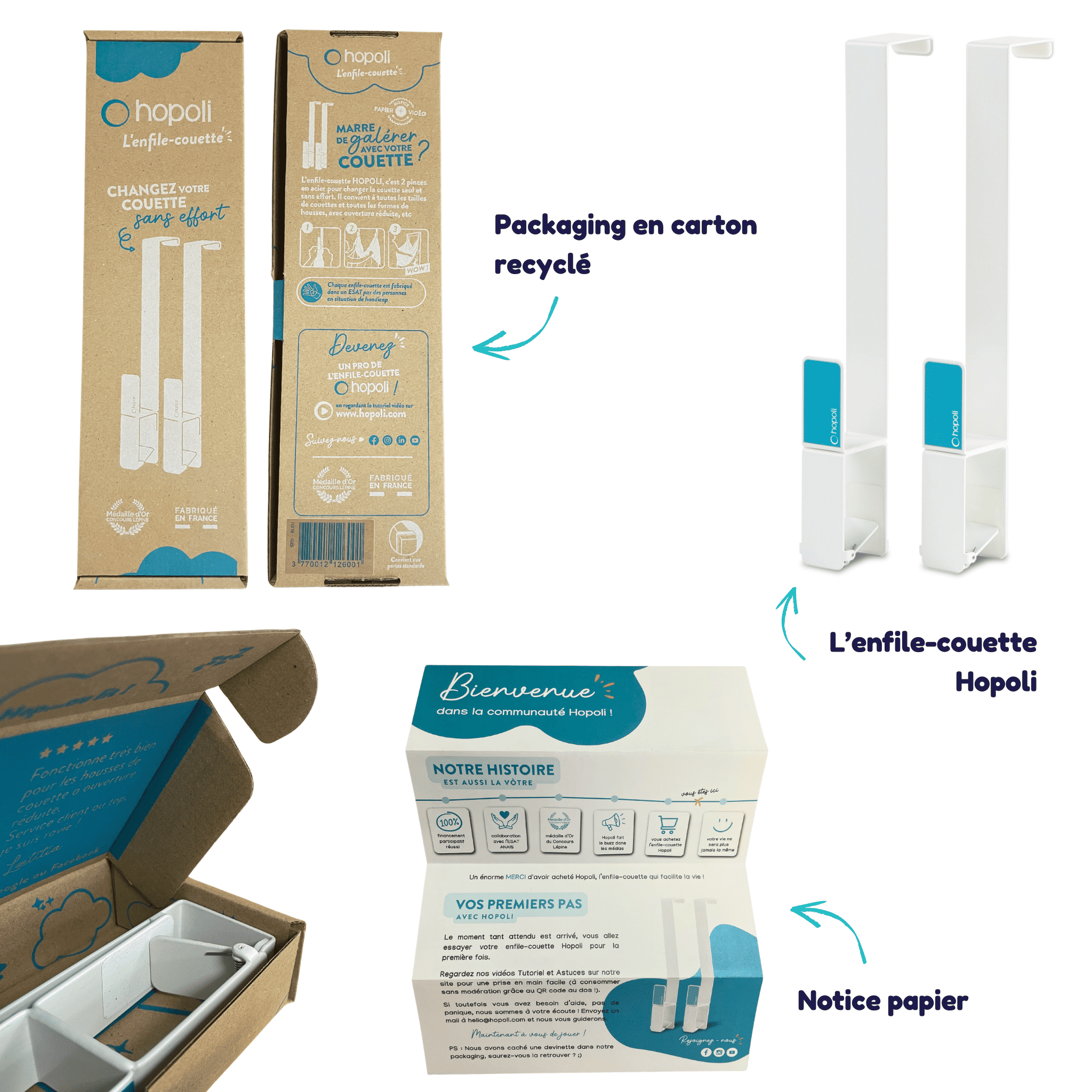 Enfile-couette Hopoli - Porte à recouvrement Bleu - 6