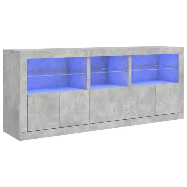 Credenza Con Luci LED VidaXL | Grigio Cemento 60,5x37x100 Cm | Legno Multistrato | USB Alimentato - Foto 5