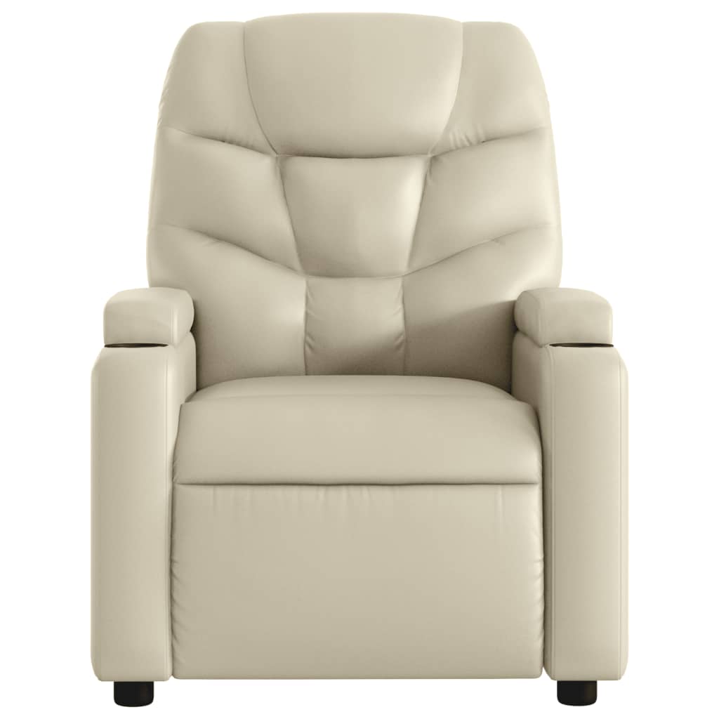 Fauteuil inclinable électrique crème similicuir - 9