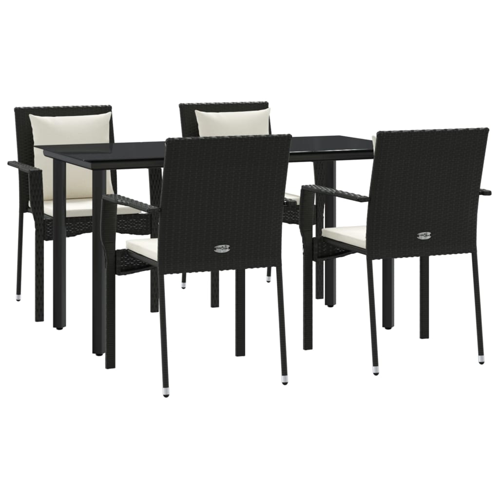 Maison Exclusive - Set da Pranzo da Giardino 5 pz Nero con Cuscini in Polyrattan - 3