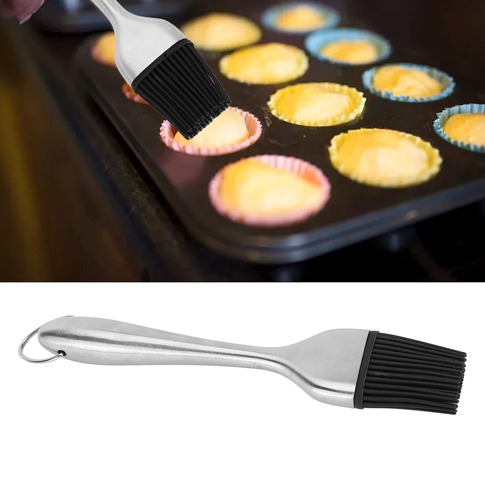Pinceau à badigeonner en silicone, brosse à barbecue robuste, manche en acier inoxydable, haute température - 3