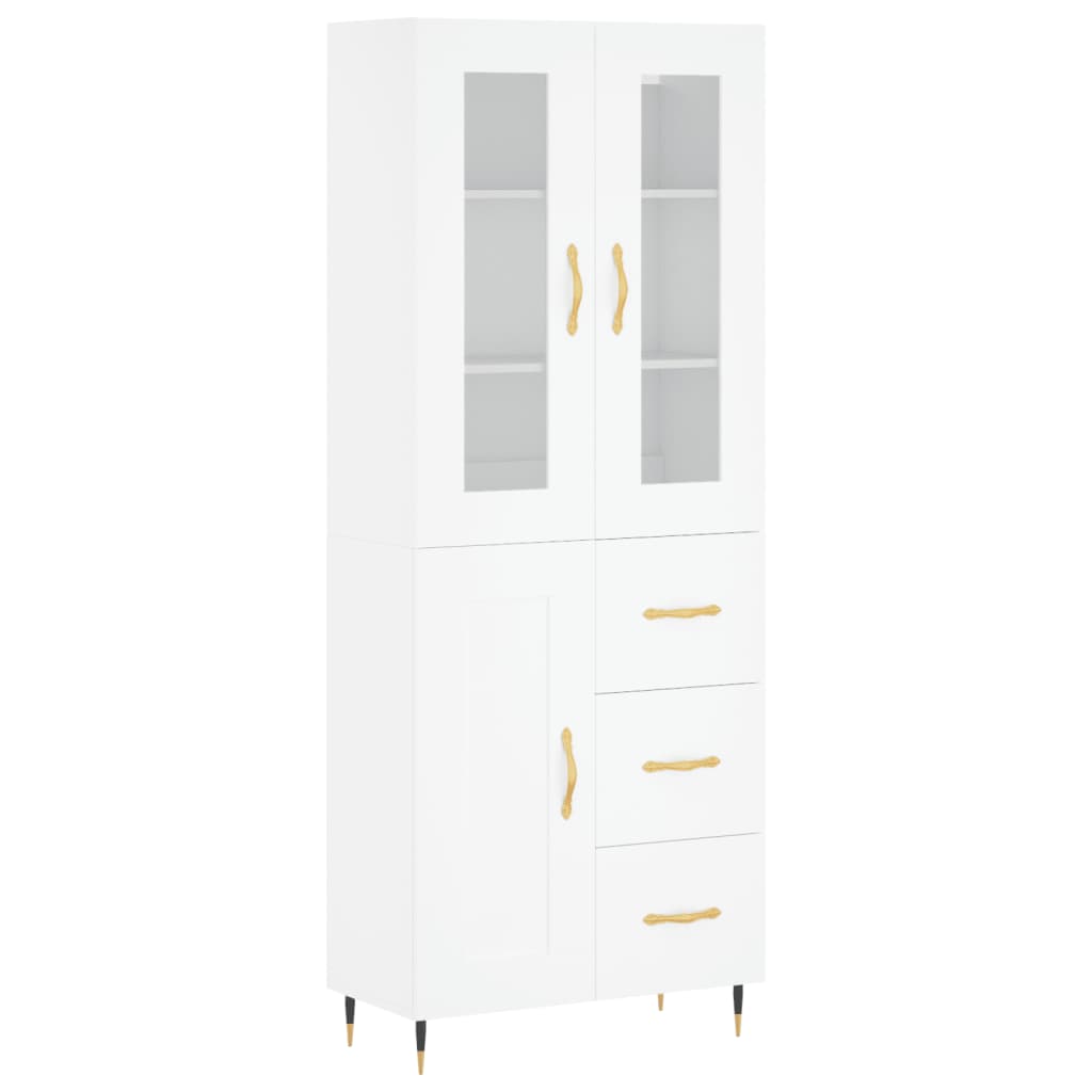 Buffet haut Blanc 69,5x34x180 cm Bois d'ingénierie - 2
