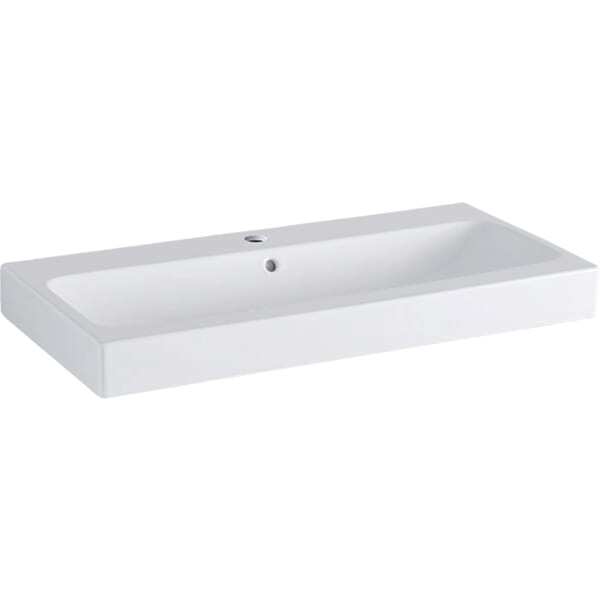 Lavabo Smyle Square - 120 x 48 cm - trous de robinetterie à gauche et à droite - trop-plein visible - blanc Réf. 500.253.01.1 GEBERIT