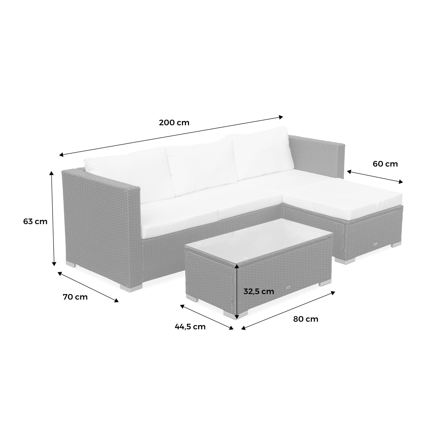 Salon de jardin en Acier Beige 4 personnes - 7