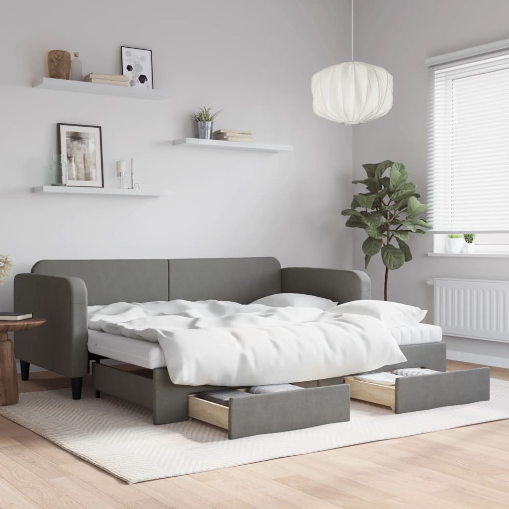 Maison exclusive - sofá cama nido con cajones tela gris oscuro 90x200 cm