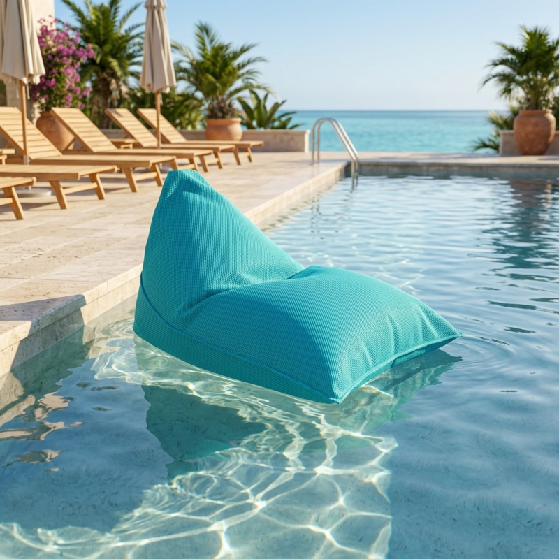 Pouf piscine XL flottant 140x120x90 cm extérieur piscine terrasse jardin SANS billes bleu (LBF140120-4) - 2