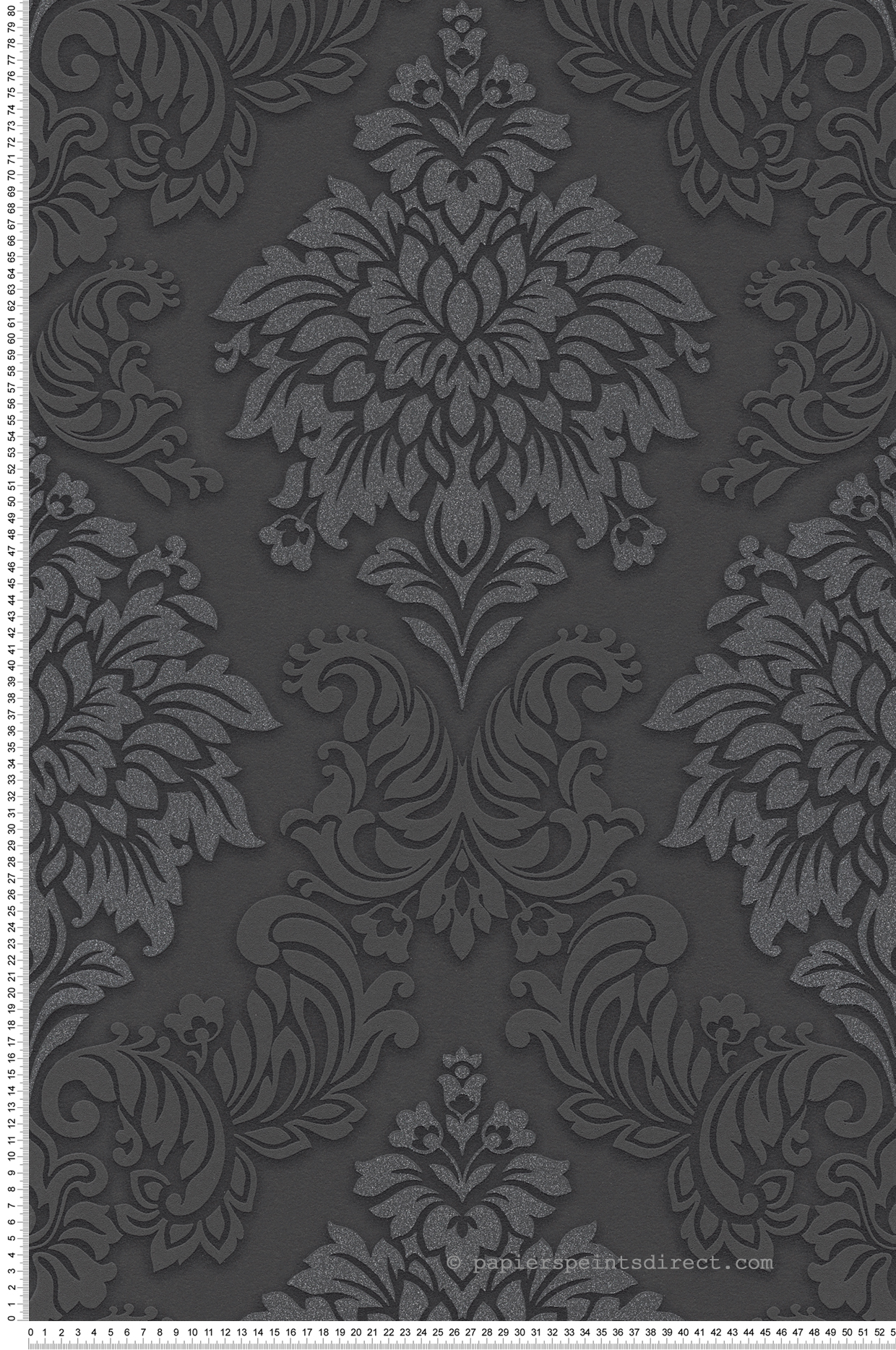 Tapeta druk barokowy czarnym,srebrnymIszarym - 53 cm x 10.05 m - LIVINGWALLS