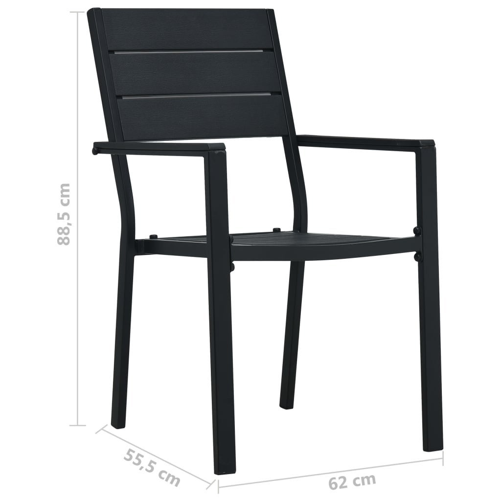 Chaises de jardin 4 pcs Noir PEHD Aspect de bois - 9