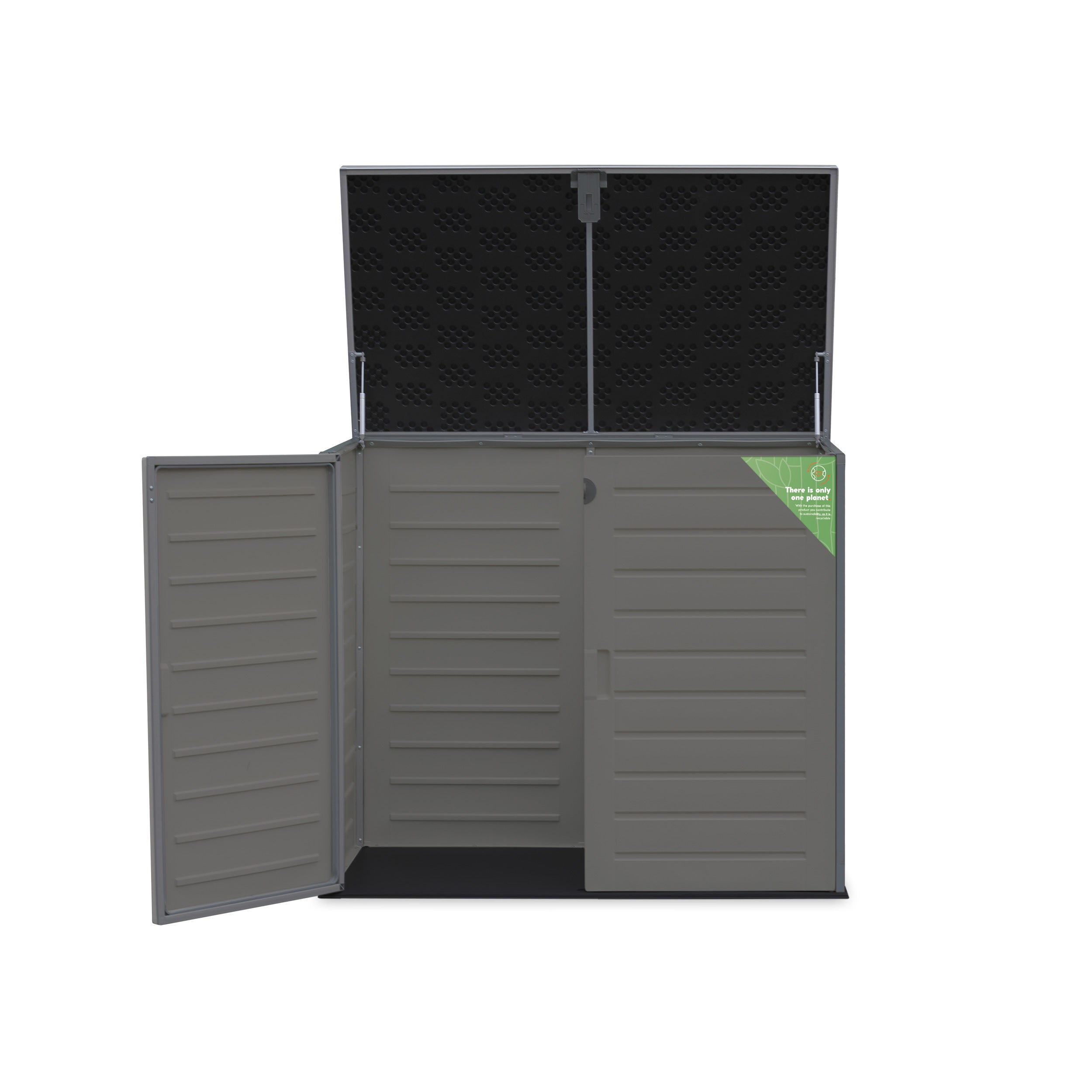 Armario Exterior Resina 1170 L – 140x82x124cm – Suelo Incluido – Puerta Doble y Tapa Abatible - 3