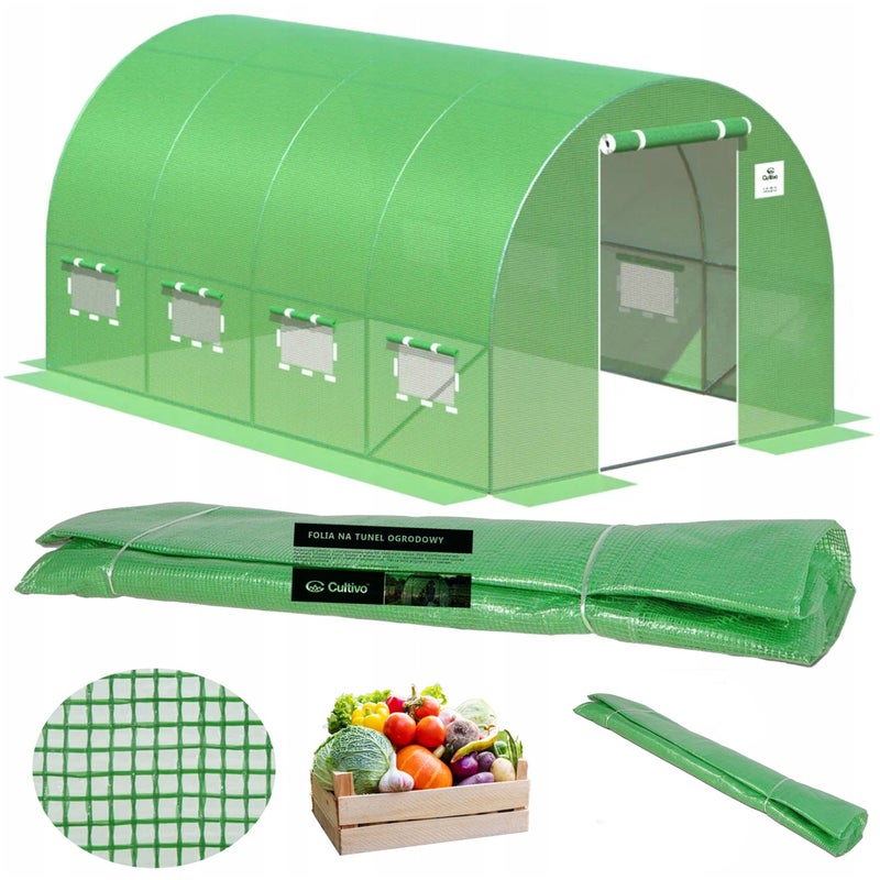 Folia Cultivo Poszycie Na Tunel Ogrodowy Szklarnia 3x6x2 Zielony Mocna Uv4 1 szt