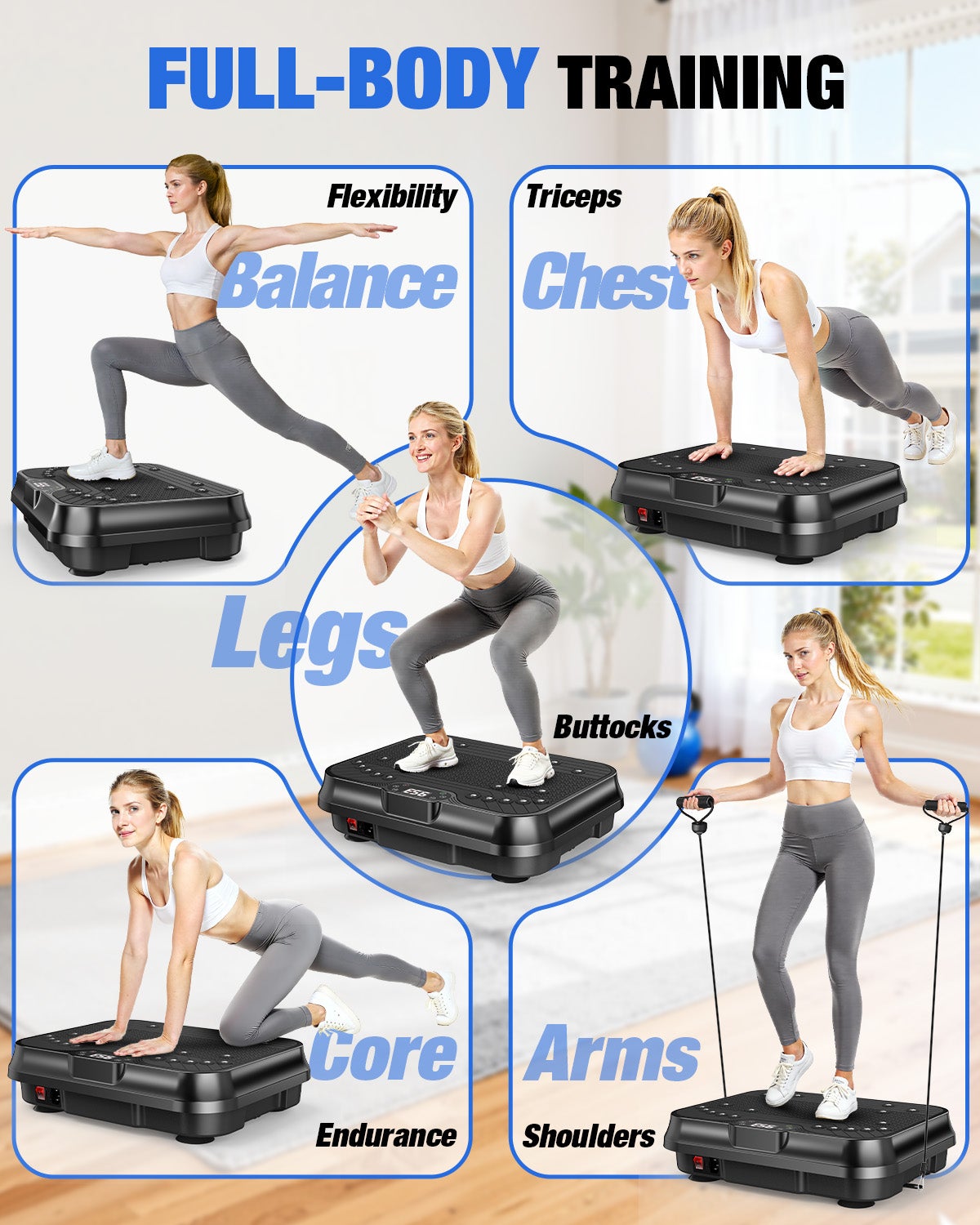 PLATAFORMA VIBRANTE, Potente plataforma vibratória muscular para musculação e escultura com controle remoto e cordão de tração - 2