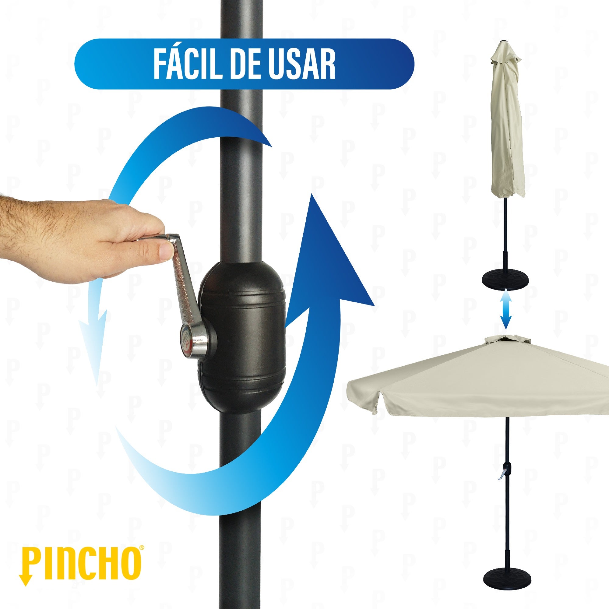 Sombrilla Terraza Exterior 3M – Parasol Grande para Jardín con Protección Solar UV50+, Apertura con Manivela - 4
