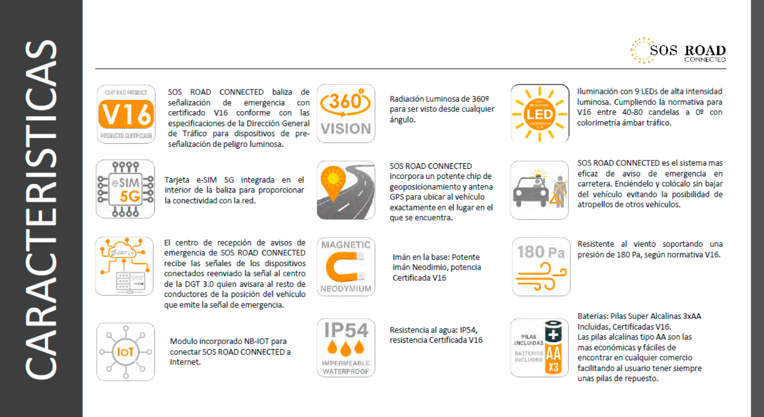Balise de détresse connectée DGT 3.0 haute visibilité, IP54 (piles incluses) - 8