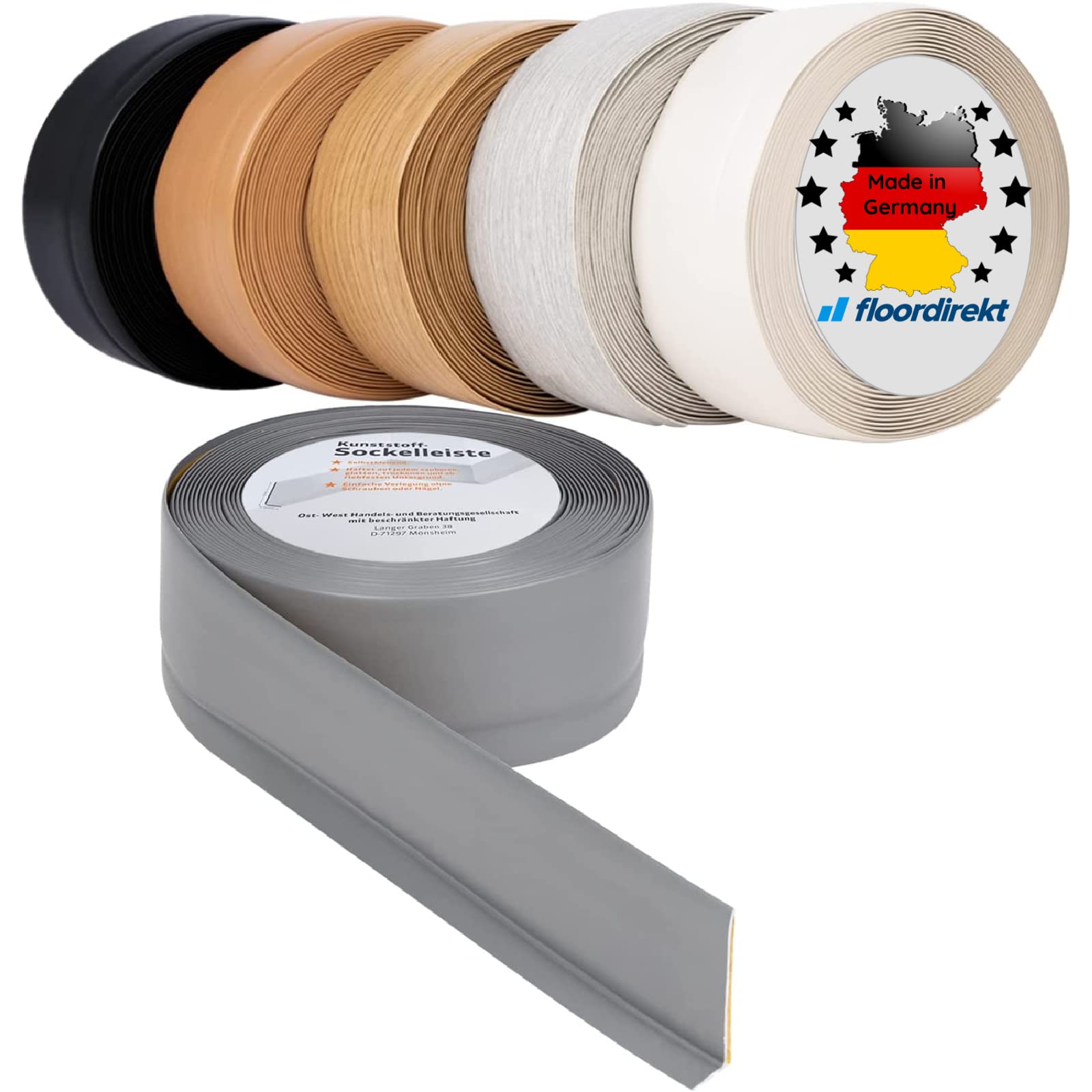 Rodapié Flexible Autoadhesivo De PVC - 25 Mm X 15 Mm, Rollo De 5m, Color Marrón