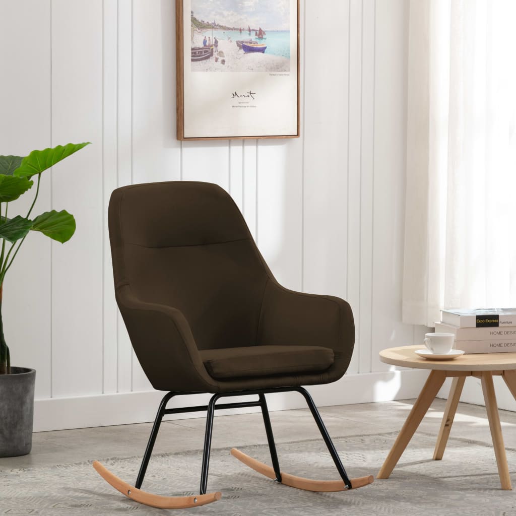 Silla mecedora | sillón balancín relax | sillón de salón de tela marrón cfw441759