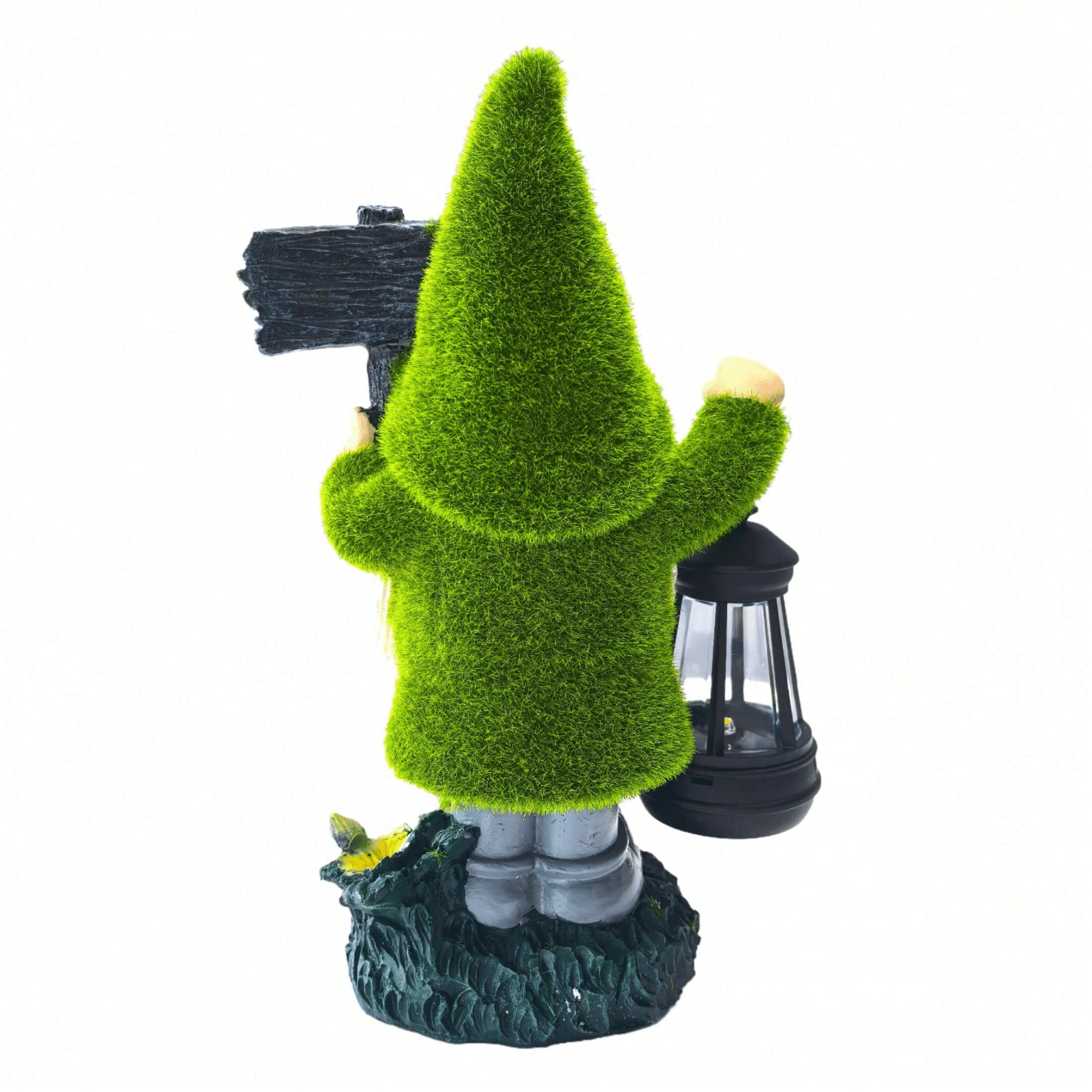 Statue lumineuse solaire d'extérieur pour jardin en forme de gnome - Résistante aux UV, résine - Vert - 6