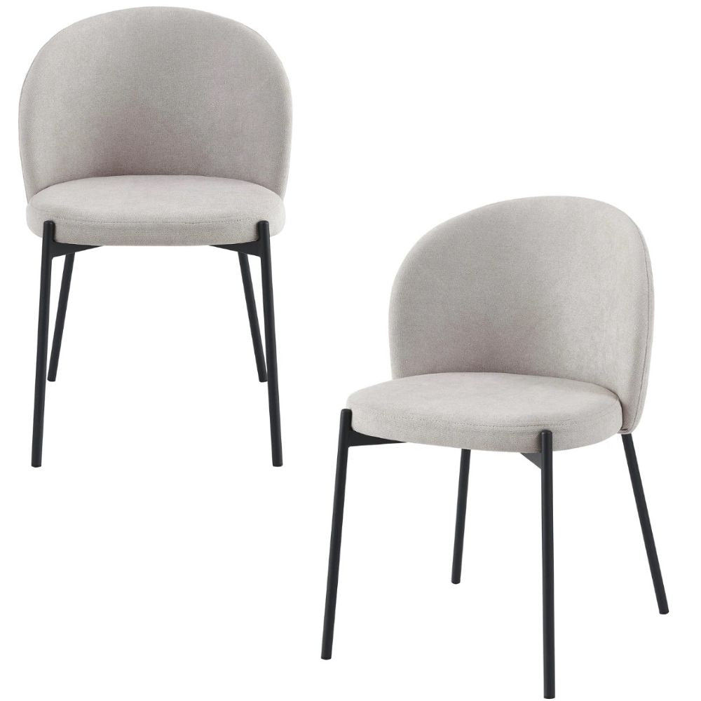 Juego de 4 sillas de comedor, sillón para cocina y salón, tela tapizada y patas de metal, diseño moderno, bar y restaurante - 55x45x80 cm beige