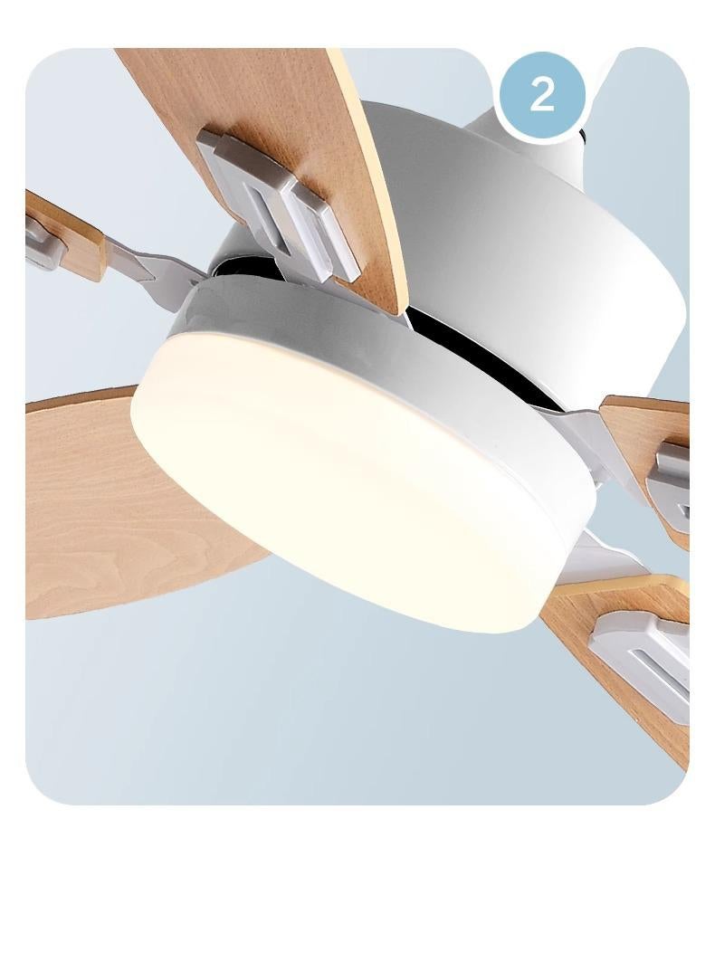 Ventilateur de Plafond en Bois avec Lumière et Télécommande, Moteur DC, 6 Vitesses, Économie d'Énergie, Fonction Inverse et Minuteur - Blanc, 52inch - 5