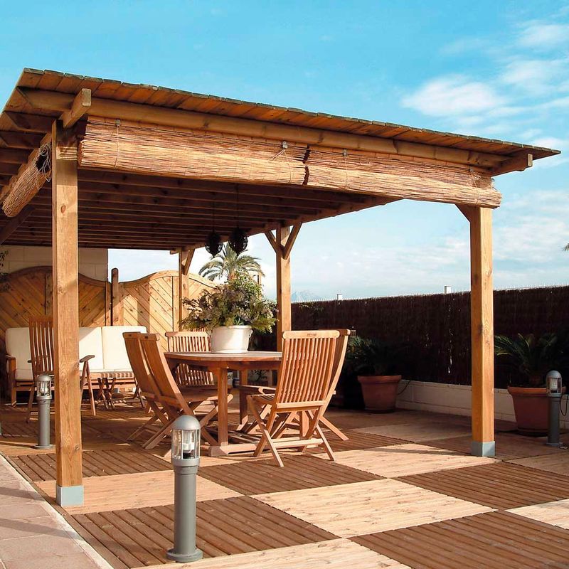 KIT DE PÉRGOLA DE MADEIRA 4X3,6X2,4 M + POSTES 12X12 NORTENE - 3