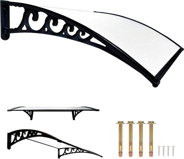 Pensilina in policarbonato trasparente bianco opaco NEW struttura in pvc resistente intemperie 240x100