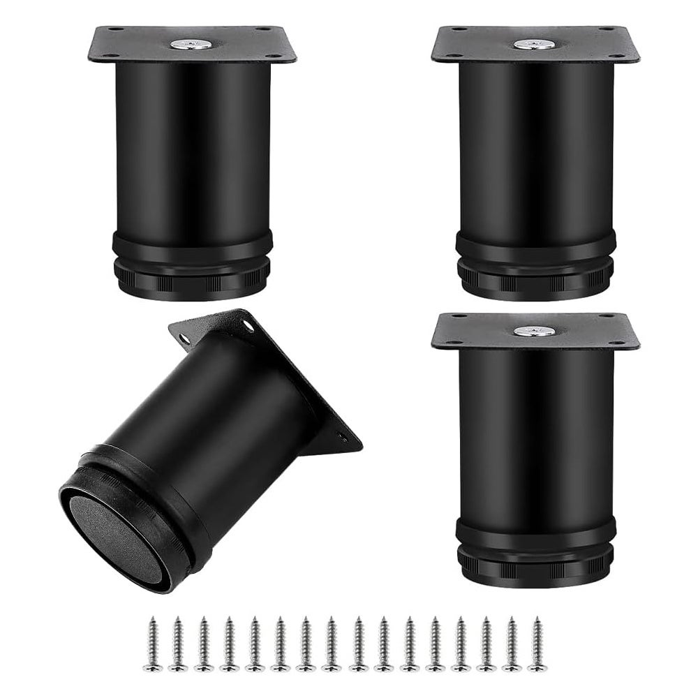 Lot De 4 Pieds De Meubles Réglables En Métal Noir, 14,5 Cm, Avec 16 Vis, Adaptés Aux Tables Basses, Canapés, Tables D'appoint, Armoires De Cuisine | Leroy Merlin
